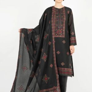 *Presenting Bareeze Brand Luxury Embroidered Article*  *Winter Collection 2025* Fabric *Premium 3-piece Dhanak Suit with Heavy Embroidered Shawl