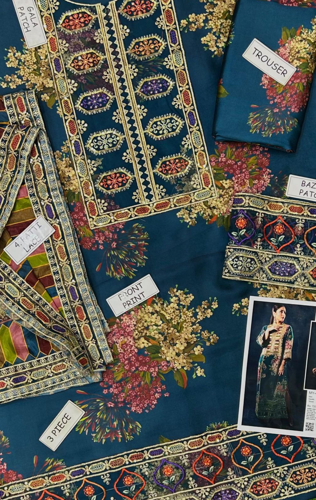 *Presenting Aneel's Most Viral Design of TikTok Now Available in Luxury Embroidered*  Fabric *Shemoz Silk Suit with Ready to Wear Embroidered Shawl - Image 5