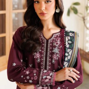 Maria.b. Brand Luxury Embroidered Article*  *Winter Collection 2025* Fabric *Premium 3-piece Dhanak Suit with Wool Shawl