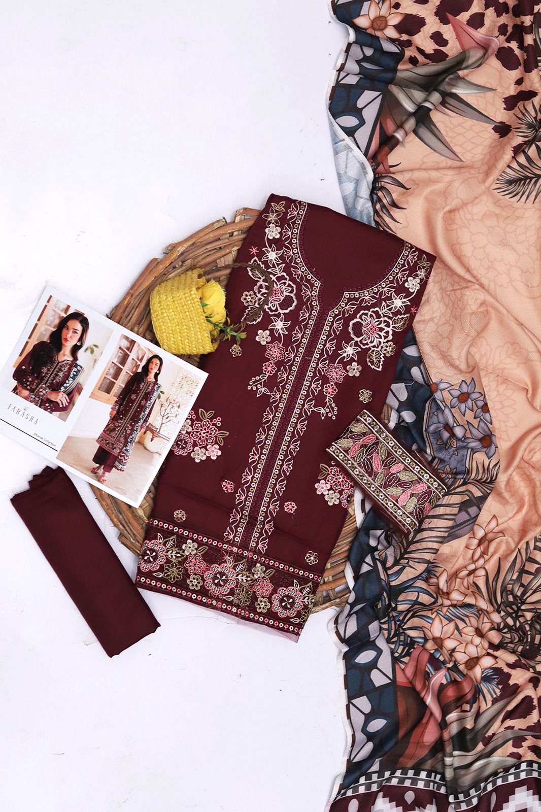 Maria.b. Brand Luxury Embroidered Article*  *Winter Collection 2025* Fabric *Premium 3-piece Dhanak Suit with Wool Shawl - Image 4