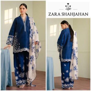 ZaraShahjhan Brand Luxury Embroidered Article*  *Winter Collection 2025* Fabric *Premium 3-piece Dhanak Suit with Wool Shawl