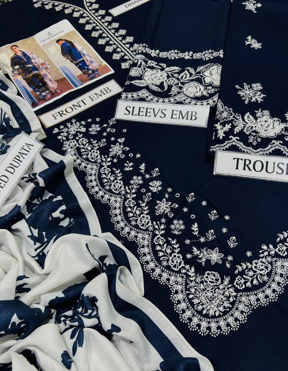 ZaraShahjhan Brand Luxury Embroidered Article*  *Winter Collection 2025* Fabric *Premium 3-piece Dhanak Suit with Wool Shawl - Image 4