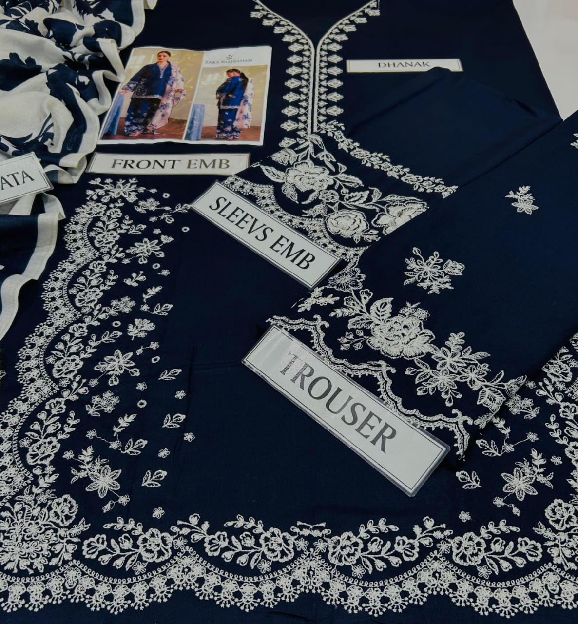ZaraShahjhan Brand Luxury Embroidered Article*  *Winter Collection 2025* Fabric *Premium 3-piece Dhanak Suit with Wool Shawl - Image 5