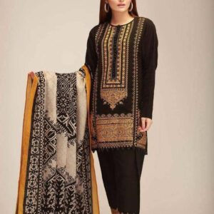 Khaadi Brand Luxury Embroidered Article*  *Winter Collection 2025* Fabric *Premium 3-piece Dhanak Suit with Wool Shawl