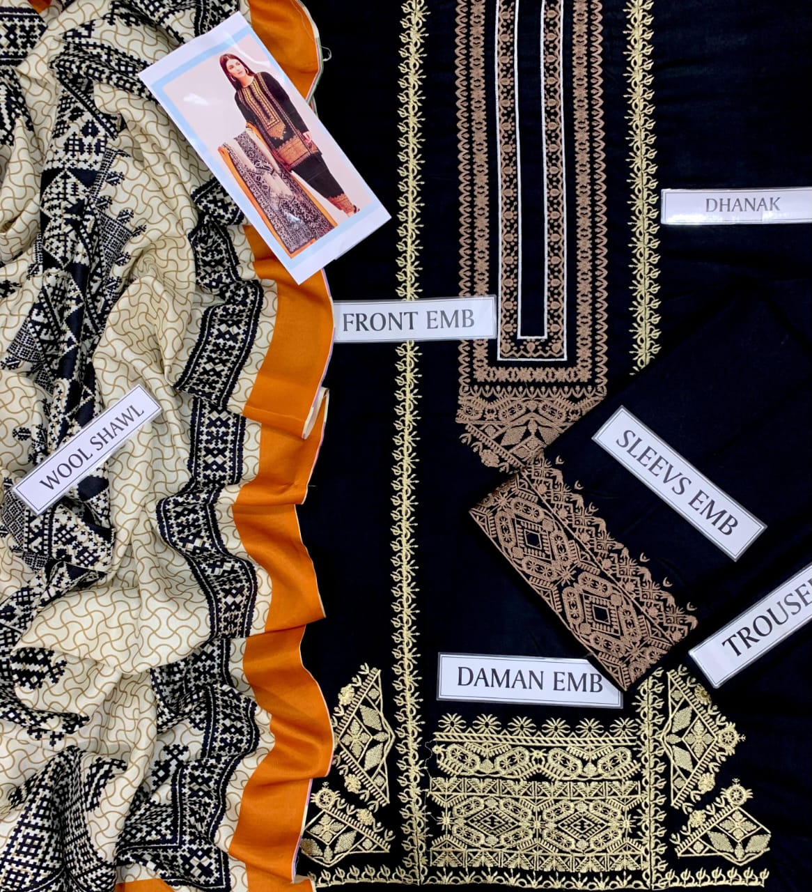 Khaadi Brand Luxury Embroidered Article*  *Winter Collection 2025* Fabric *Premium 3-piece Dhanak Suit with Wool Shawl - Image 4