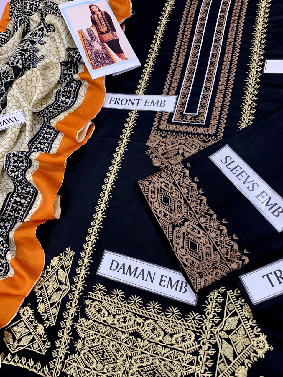 Khaadi Brand Luxury Embroidered Article*  *Winter Collection 2025* Fabric *Premium 3-piece Dhanak Suit with Wool Shawl - Image 6