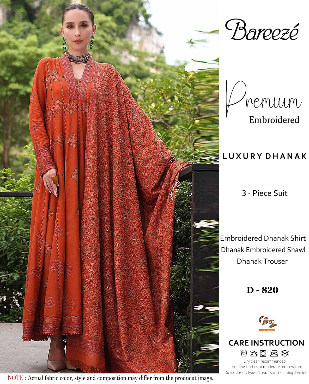 *RESENTING BAREEZE PREMIUM HEAVY EMBROIDERED DHANAK VOL*  *Winter Collection 2025* Fabric