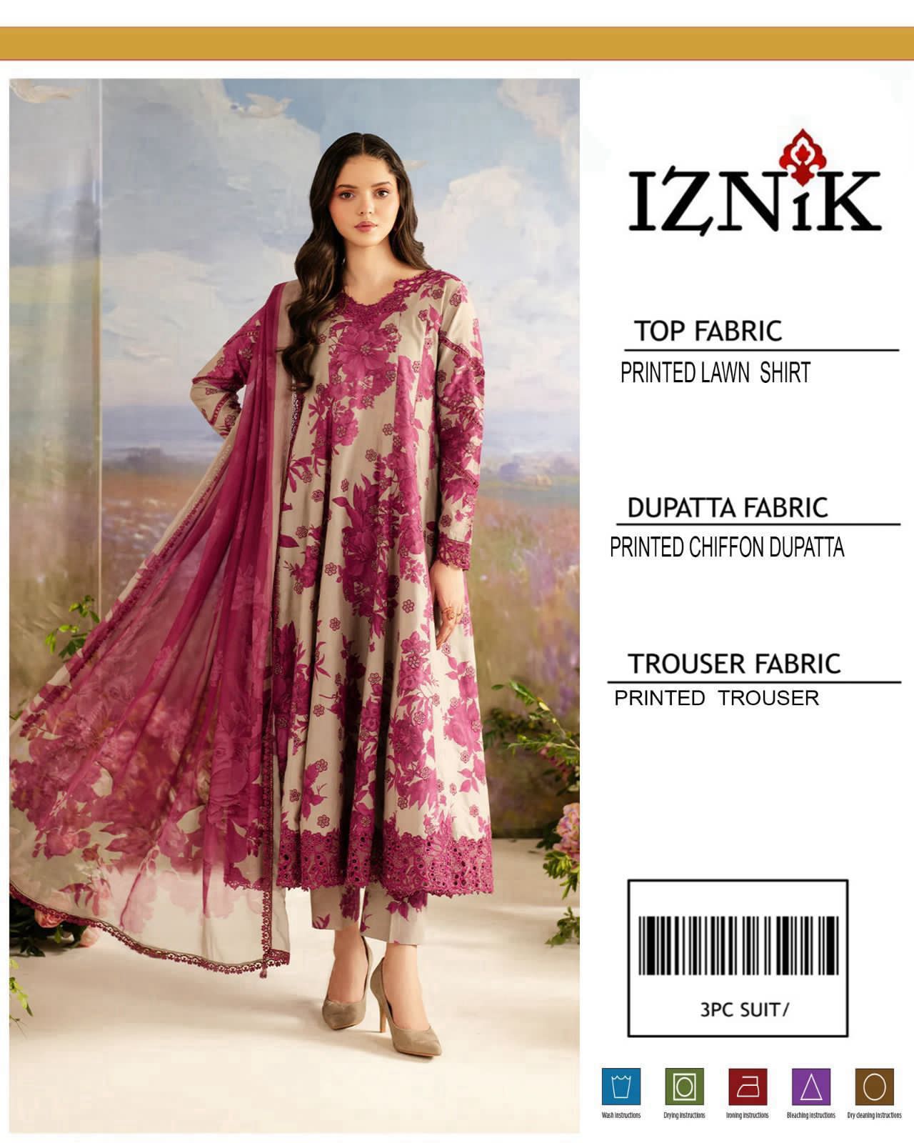 *PRESENTING IZNIK BRAND PRINTED COLLECTION VOL*  *Summer Collection 2025* FABRIC 3PC - Image 4