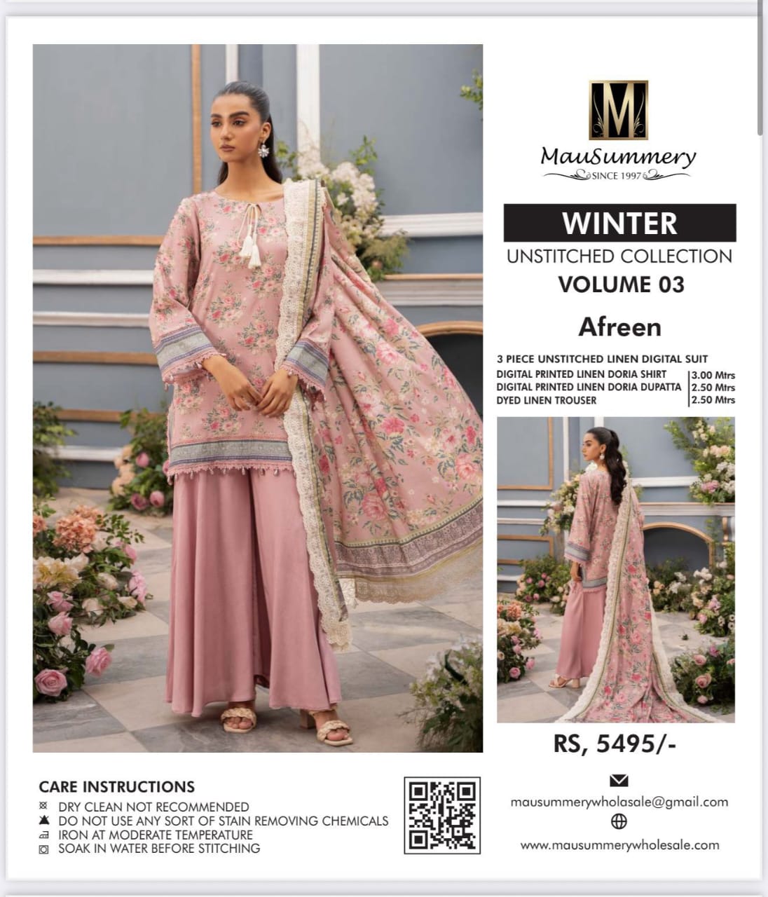 *_❄️WINTER COLLECTION ❄️_*           *ALHAMDULILAH* *MUSAMMARY* 3pc Casual Winter Collection