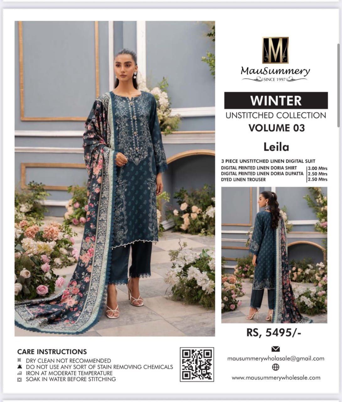 *_❄️WINTER COLLECTION ❄️_*           *ALHAMDULILAH* *MUSAMMARY* 3pc Casual Winter Collection - Image 5