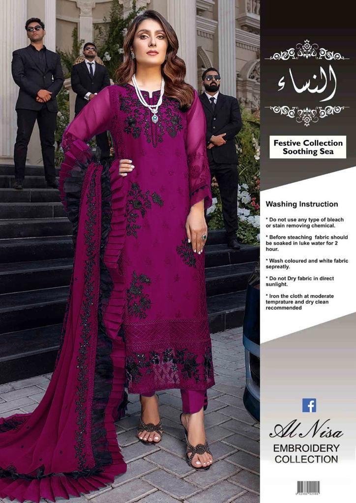 *Presenting Azure Brand Luxury Chiffon Embroidered