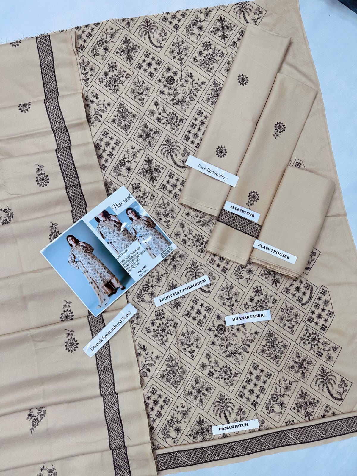 *RESENTING BAREEZE PREMIUM HEAVY EMBROIDERED DHANAK VOL* - Image 3