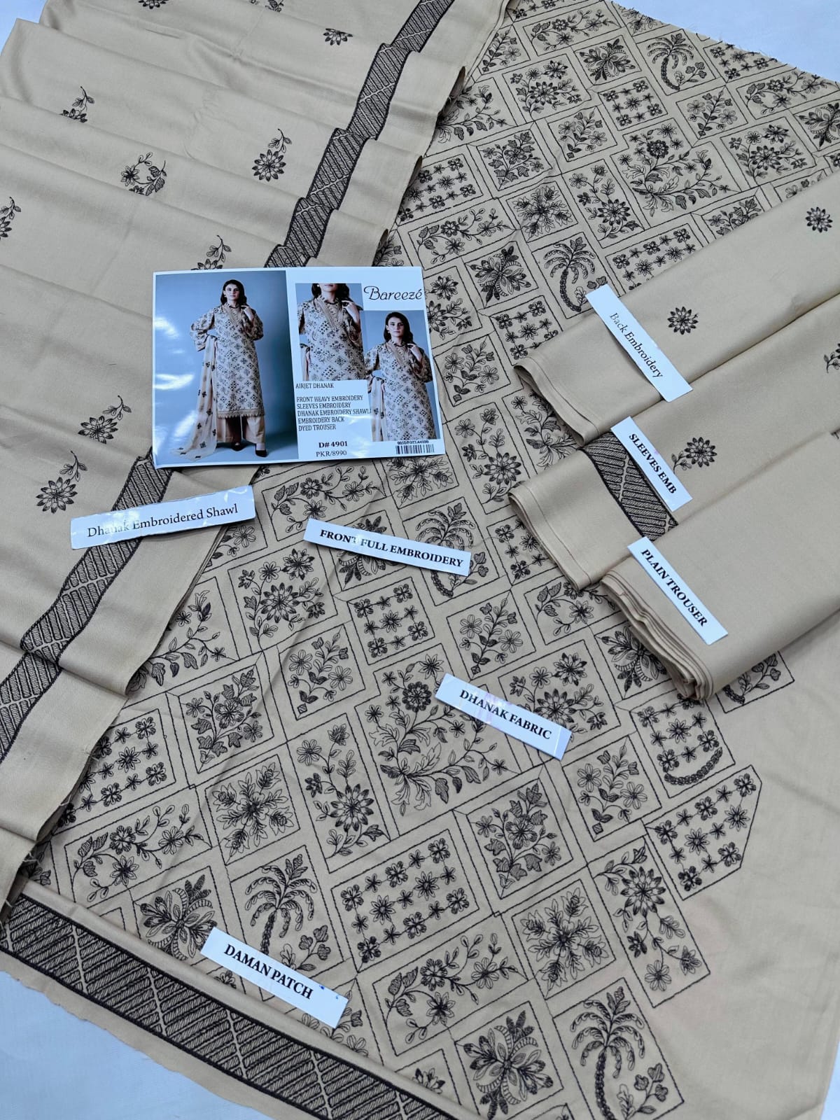 *RESENTING BAREEZE PREMIUM HEAVY EMBROIDERED DHANAK VOL* - Image 5